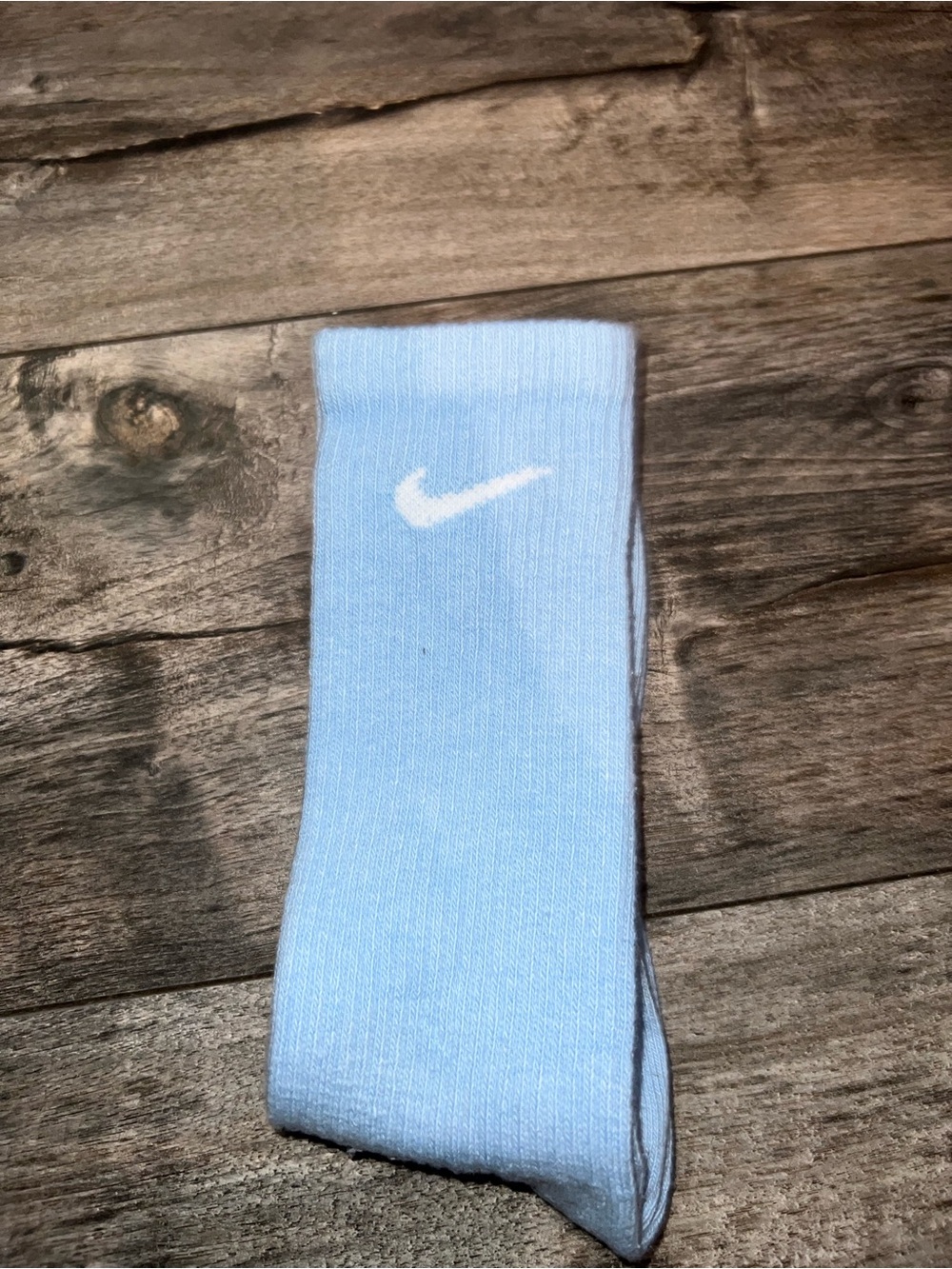 Nike Baby Blue Crew Socks with White Swoosh - Picture 2 of 4